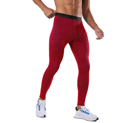 Men'S Fit Tight Leggings  Running Tight Pants Threaded Elastic Fitness Pants Gym Athletic Pants Skinny Push Up Leggings 2024