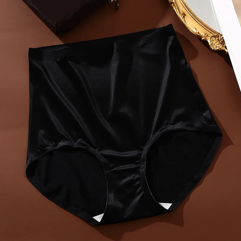 Mulberry Silk Underwear Women High Waist Seamless Panties Hip Lifting Anti-bacterial Crotch Briefs Smooth Silky Underpants