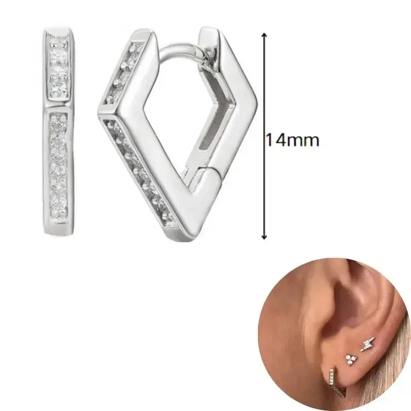 925 Sterling Silver Needle Heart Shape Pave Zircon Pendant Hoop Earrings for Women Light Luxury Anniversary Party Gifts Earrings