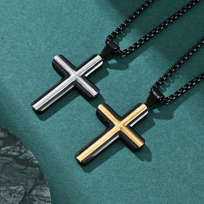 2023 New Stainless Steel Cross Pendant Necklace for Men Boyfriend Charm Link Chain Male Punk Hip-hop Jewelry Dropshipping