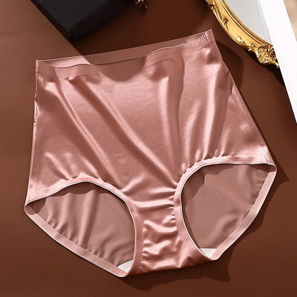 Mulberry Silk Underwear Women High Waist Seamless Panties Hip Lifting Anti-bacterial Crotch Briefs Smooth Silky Underpants