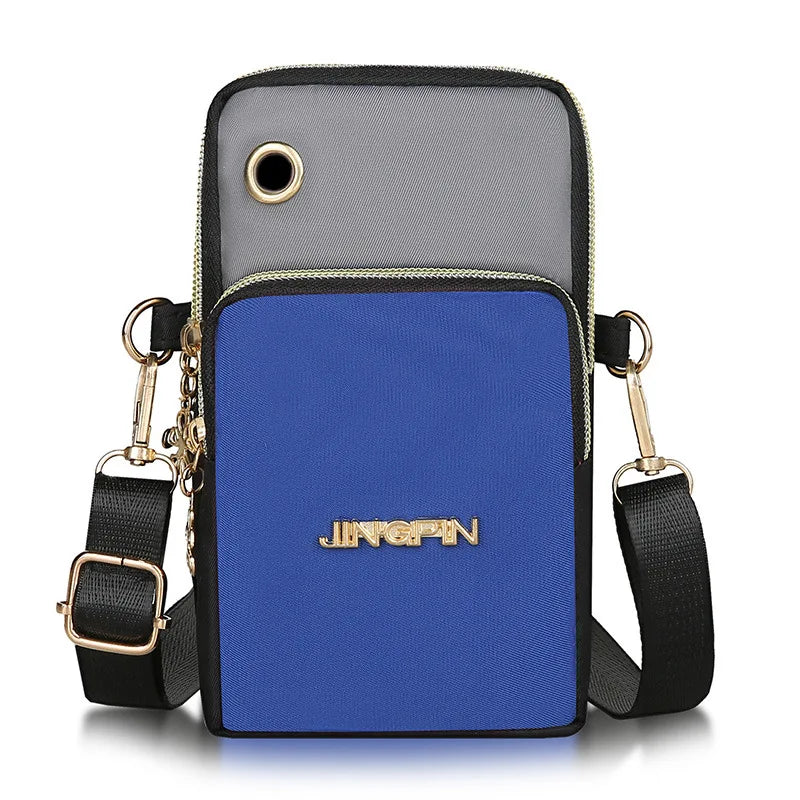 New Arrival Crossbody Phone Purse Bags For Women Solid Color Waterproof Nylon Small Shoulder Bag Multi-Zipper Handbag Clutch