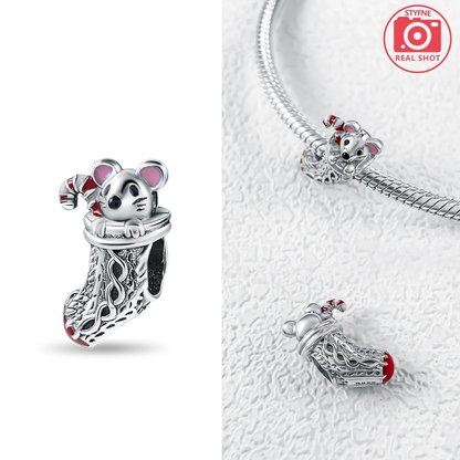 925 Sterling Silver Bell Ring Christmas Tree Red Heart Elk Charm Fit DIY Bracelet Necklaces Jewelry