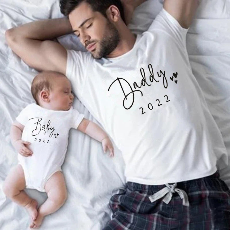 Funny Baby Daddy 2024 Family Matching Clothing Simple Pregnancy Announcement Family Look T Shirt Baby Dad Matching Clothes