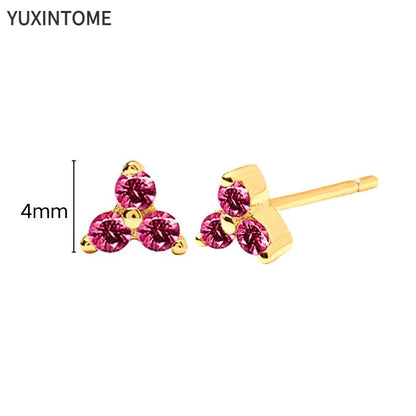 925 Silver Ear Needle Rose Red Hoop Earrings For Women Exquisite Water Drop/Flower/Heart Crystal Piercing Huggie Earring Jewelry