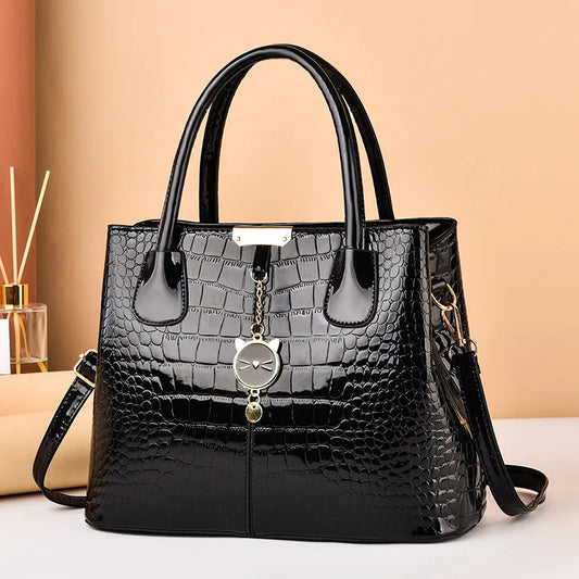 Luxury Shiny Leather Women'S Handbag 2024 New Designer Women'S Shoulder Bag Large Capacity Crossbody Bag Commuter Tote Bag women