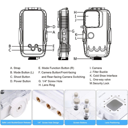 PULUZ 40m/130ft Waterproof Case for iPhone 15 14 Pro Max 15 14 Plus 15 14 13 12 11 Pro Max Diving Housing Underwater Cover