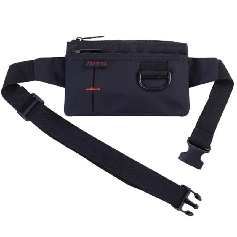 Men Women Nylon 4 Pockets Waterproof Waist Packs Fashion Male Wear Resistant Black Fanny Pack Messenger Shoulder Bag