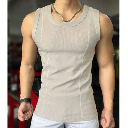 New Men's Casual Tank Top Summer Fitness Training Elastic Base Layer 2024 Sleeveless Sports Vest bodybuilding gym t shirt men