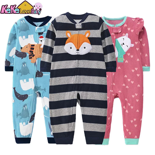 Baby Clothes Spring Autumn Warm Rompers Infant Boy Girl Indoor Pajamas Zipper Fleece Babe Animal Jumpsuit Clothing 9 -24 Months