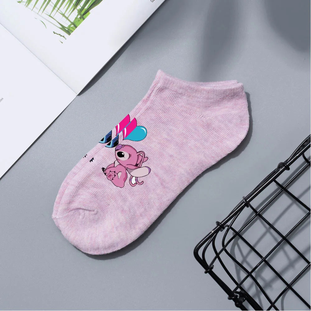 Anime Disney Lilo & Stitch Short Socks Cartoon Boat Socks Spring Summer Breathable Socks for Men and Women Cotton Ankle Socks