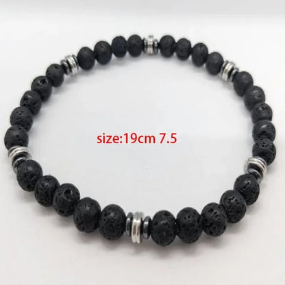 Men's Black Onyx Round Bead & Arrow Stone Bead Yoga Bracelet