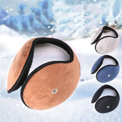 Mens Ear Muffs Winter Ear Warmers Fleece Unisex Plush Earmuffs Behind Band Head W/Loudspeaker Hole