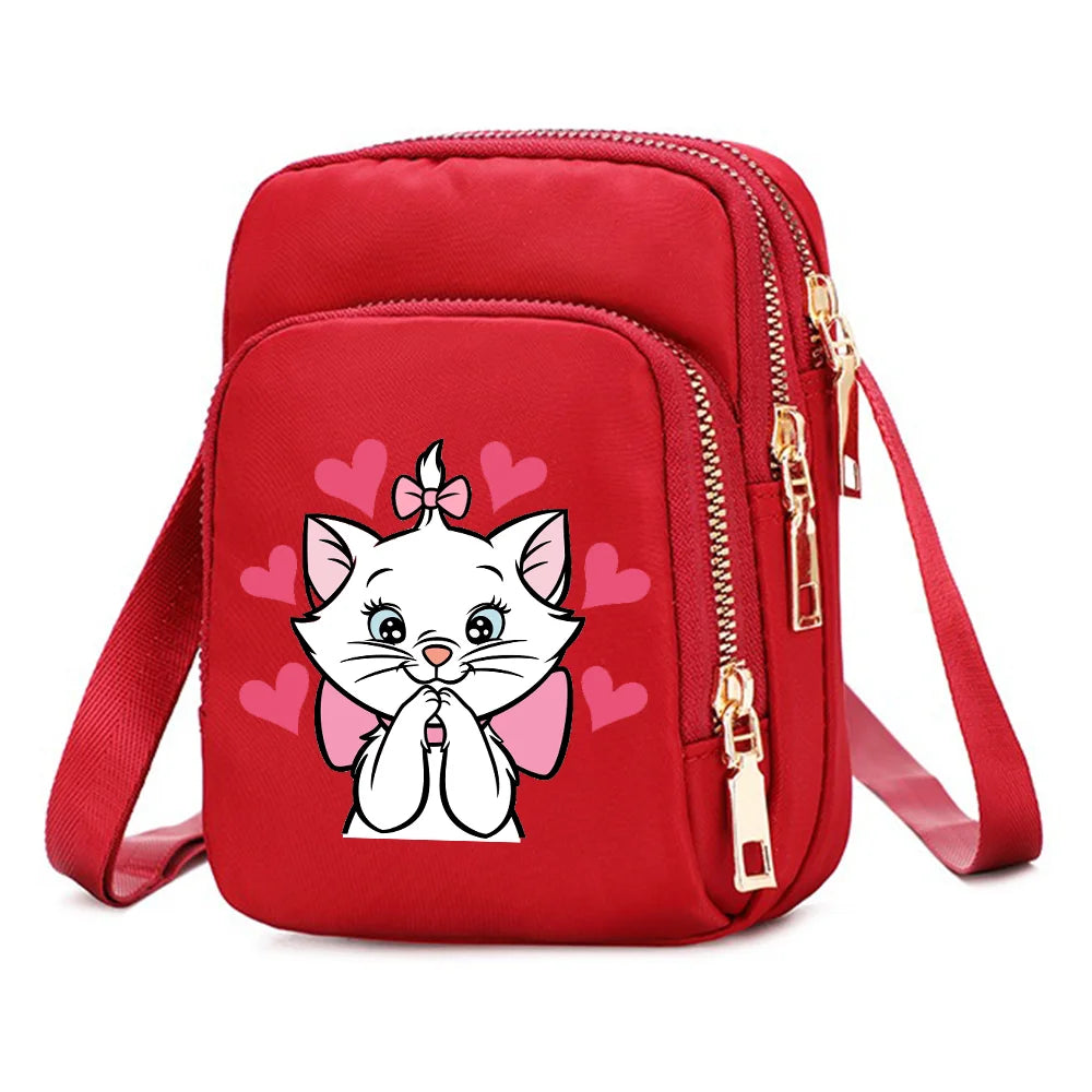 The Aristocats Marie Cat Women Shoulder Bags Cell Phone Purse Crossbody Shoulder Strap Handbag Female Girls Bags Causal Bag Gift