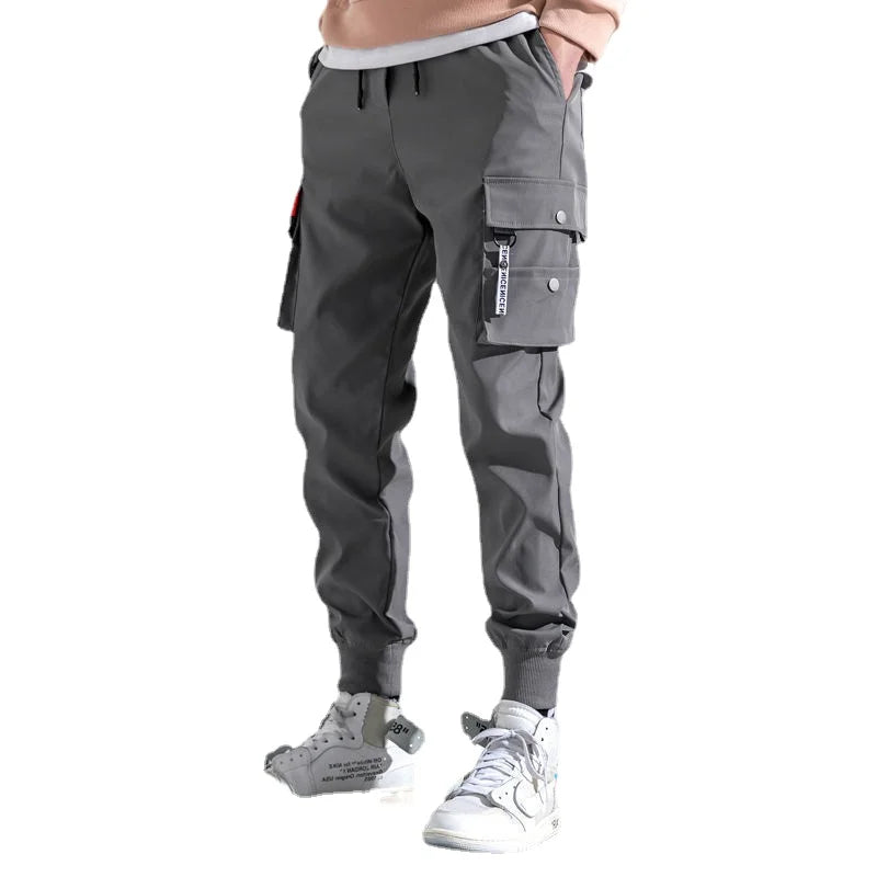 New Joggers Cargo Pants for Men Casual Hip Hop Pocket Male Trousers Sweatpants Streetwear Ribbons Techwear Pants