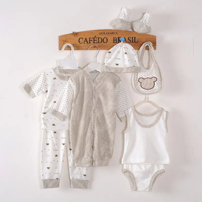 8PCS Newborn Baby Clothing Set Cotton Infant Boy Clothes Spring Autumn Cloth Suit New Born Girl Baby Clothing Sets New born Hat