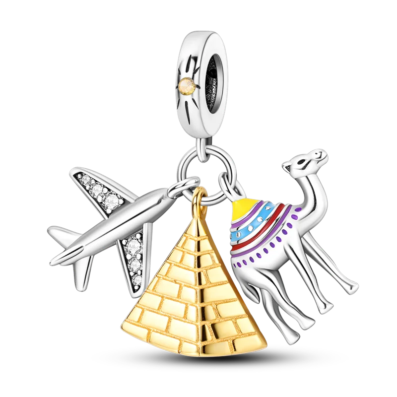 Pyramid Mum Dangle Charm Fit Bangle Bracelet 925 Sterling Silver Cleopatra Pharaoh Charms Beads Pendant Silver Original Jewelry