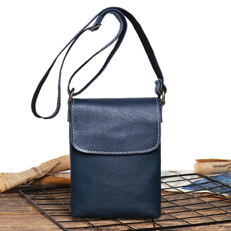 Genuine Leather Cellphone Pouch With Shoulder Strap Men Women Shoulder Bag Small Crossbody Bag Fashion Sling Bag For Outdoor