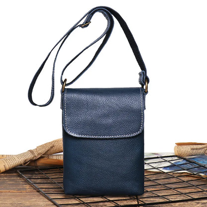 Genuine Leather Cellphone Pouch With Shoulder Strap Men Women Shoulder Bag Small Crossbody Bag Fashion Sling Bag For Outdoor