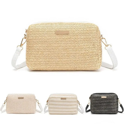 5 Colors Womens Cross Body Bag Soft Woven Straw Knitted Shoulder Bags Bohemia Beach Bag Small Solid Mobile Phone Coin Purse