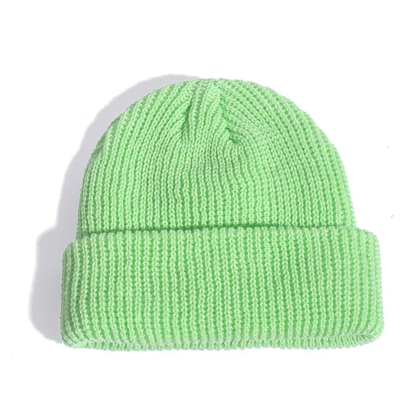 Winter Hats for Unisex New Beanies Knitted Solid Fluorescent  Caps Warmer Casual Beanies Trendy Hat  All-match Multicolor Candy