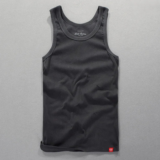 2023 Men Summer Fashion Japan Style Cotton Solid Color Round Neck Sleeveless Sport Running Vest Male Casual Minimalism Tank Tops