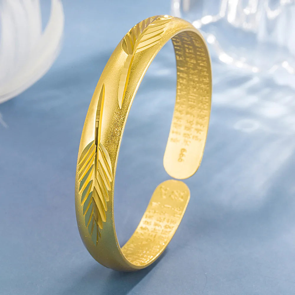 925 Sterling Silver Gold Colour Leaf Bangles Bracelet For Women Luxury Quality High Jewelry Wholesale Free Divery Jewellery