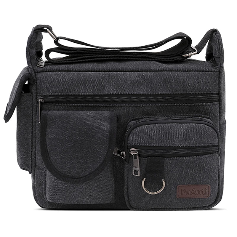 Men Canvas Messenger Bag Vintage Water Resistant Waxed Crossbody Bags Briefcase Padded Shoulder Bag For Male Handbag New