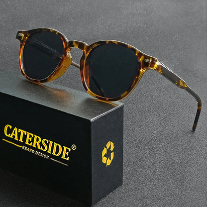 Caterside Polarized Round Sunglasses Men Punk TR Frame Core Insert Leg Retro Sun Glasses Women Set Driving Fishing Eyewear UV400