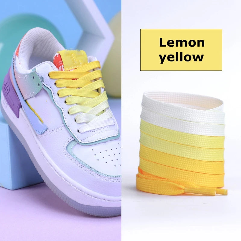 1Pair Gradient Flat Shoelaces for Sneaker Fashion Canvas Leisure Candy Party Fabric Shoelace Woman Men Shoe Laces Shoestrings