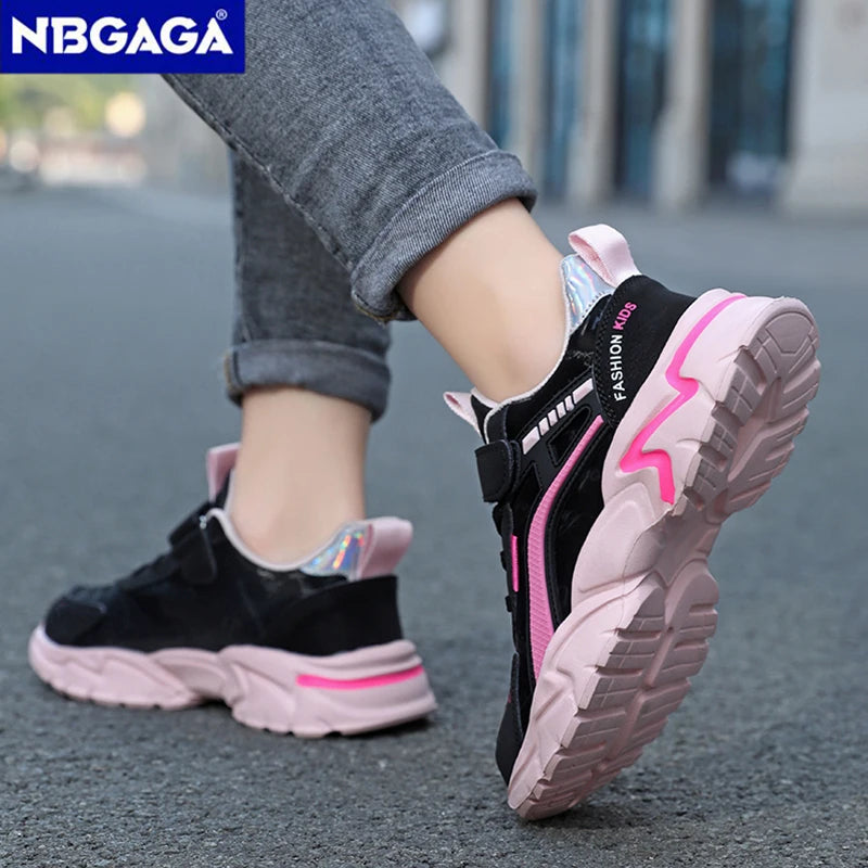 Girls Sport Shoes Comfortable Leather Kids Running School Casual Shoes  Non-slip Outdoor Children Walking Sneaker Tennis