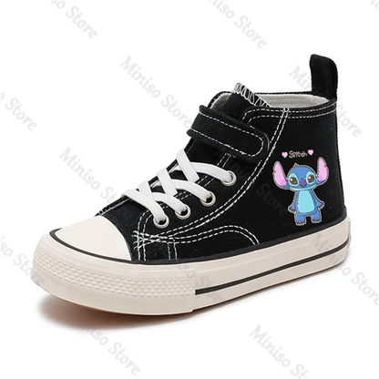 Fashion Girl High-top Lilo Stitch Girl Kid Canvas Shoe Disney Casual Cartoon Sport comfort Shoes Children Print Boy Tennis Shoes