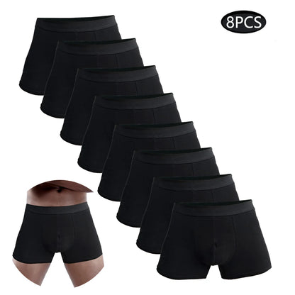 8pcs-Men's panties elasticity Boxers man underwear Solid Men underpants cotton male Boxer Shorts Brand Men's square panties