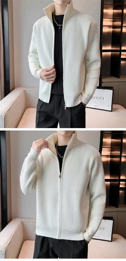 Autumn Turn Down Neck Cardigan Sweater Men Women Streetwear Loose Style Korean Knitwear Jacket Fashion Brand Mens Cardigan Z17