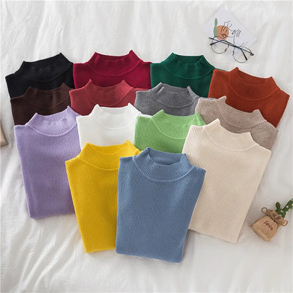 Women Turtleneck Sweater Knitted Soft Pullovers cashmere Jumpers Basic Solid Soft Sweaters Women Autumn Winter Casual Top