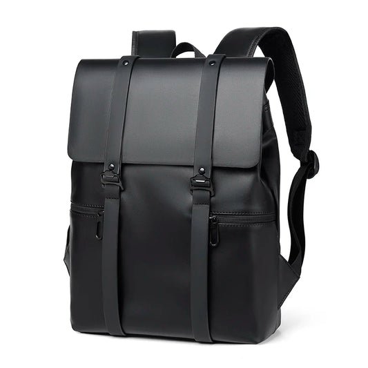 Black Leather Men Backpack Genuine Travel Bag Casual Daypack Fashion School s Large Laptop Soft Skin 14 Backpack