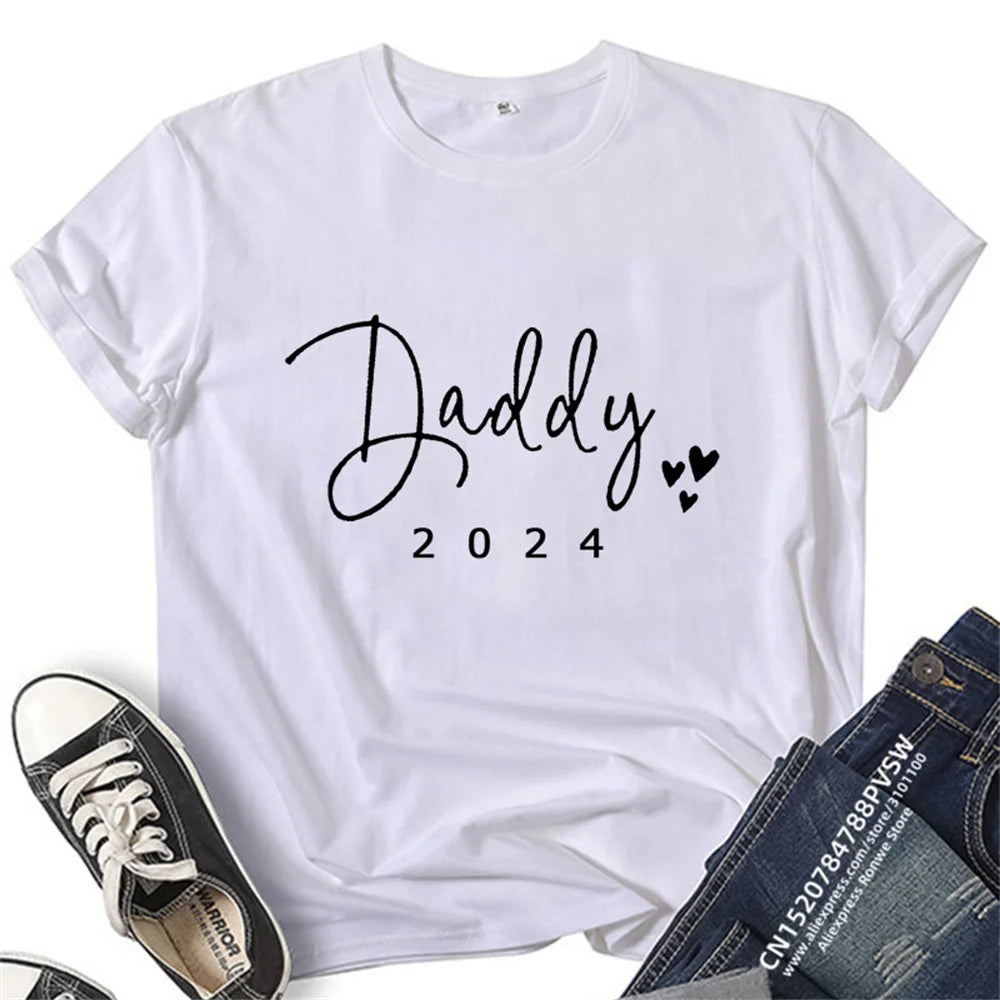 Funny Baby Daddy 2024 Family Matching Clothing Simple Pregnancy Announcement Family Look T Shirt Baby Dad Matching Clothes