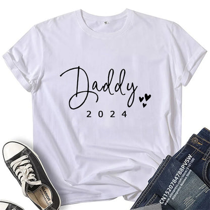 Funny Baby Daddy 2024 Family Matching Clothing Simple Pregnancy Announcement Family Look T Shirt Baby Dad Matching Clothes