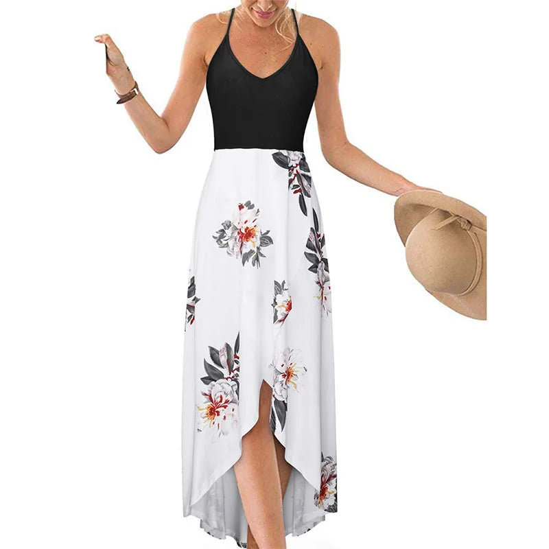 Casual Printed Summer Long Dresses For Women 2023 Elegant Pretty Slim Women's Sexy Backless Dresses Vintage Female Clothing