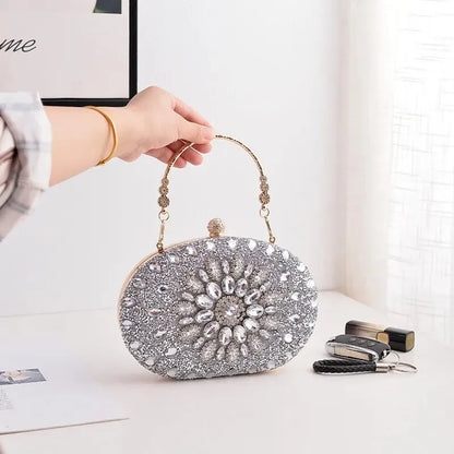 Cross-Border Hot Sunflower Dinner Bag Fashion Banquet Clutch Formal Dress Evening Bag Diamond Bag European and American Party Ba