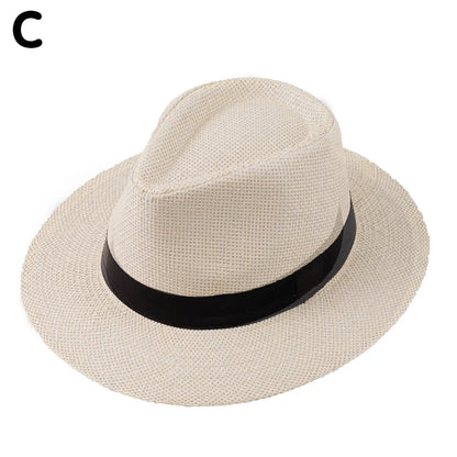 New Natural Panama Straw Hat Unisex Women Men Fashion Summer Casual Trendy Beach Sun Jazz Hat Wide Brim UV Protection Cap