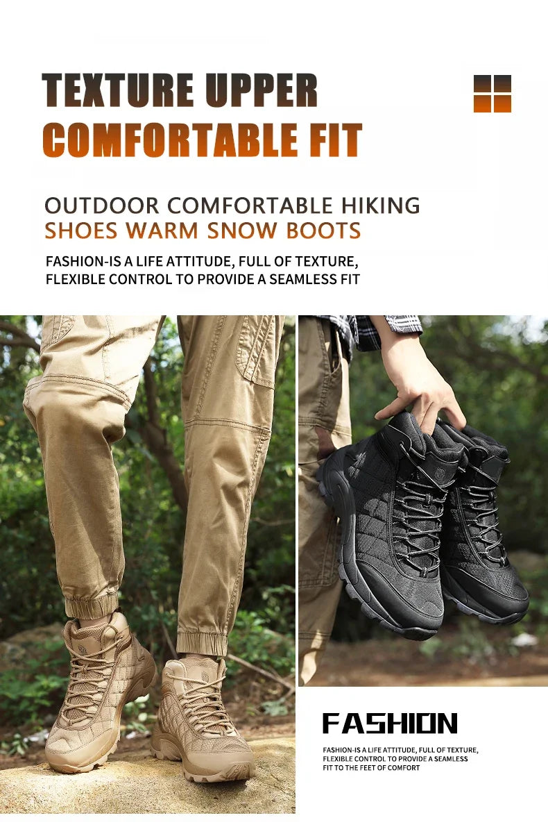 Men Boots High Quality Hking Shoes Tactical Boots for Men Snow Boots Outdoor Sneakers Mountaineering Camping Thick Sole