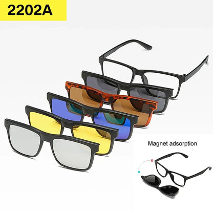 6 In 1 Custom Men Women Polarized Optical Magnetic Sunglasses Clip Magnet Clip on Sunglasses Polaroid Clip on Sun Glasses Frame