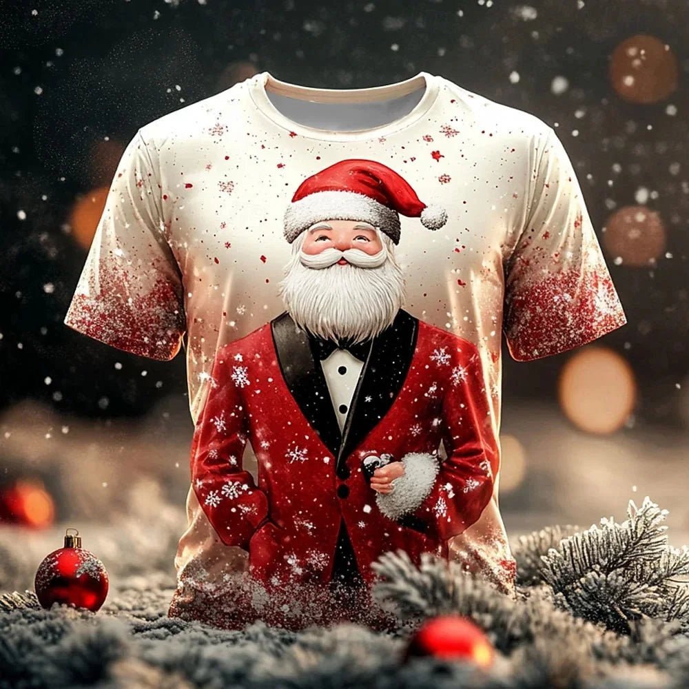 Christmas Men's T Shirt 3d Print Casual Short Sleeve Tee Street Fashion Crew Neck Pullover Male Oversized Clothing Sweatshirt