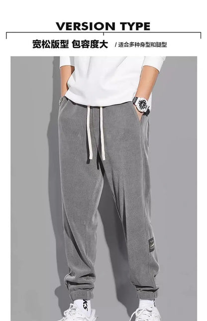 Spring Autumn Men's Loose-Fit Wide-Leg Casual Pants Trendy Brand Heavyweight Sports Korean Style Trendy Fashion Pants