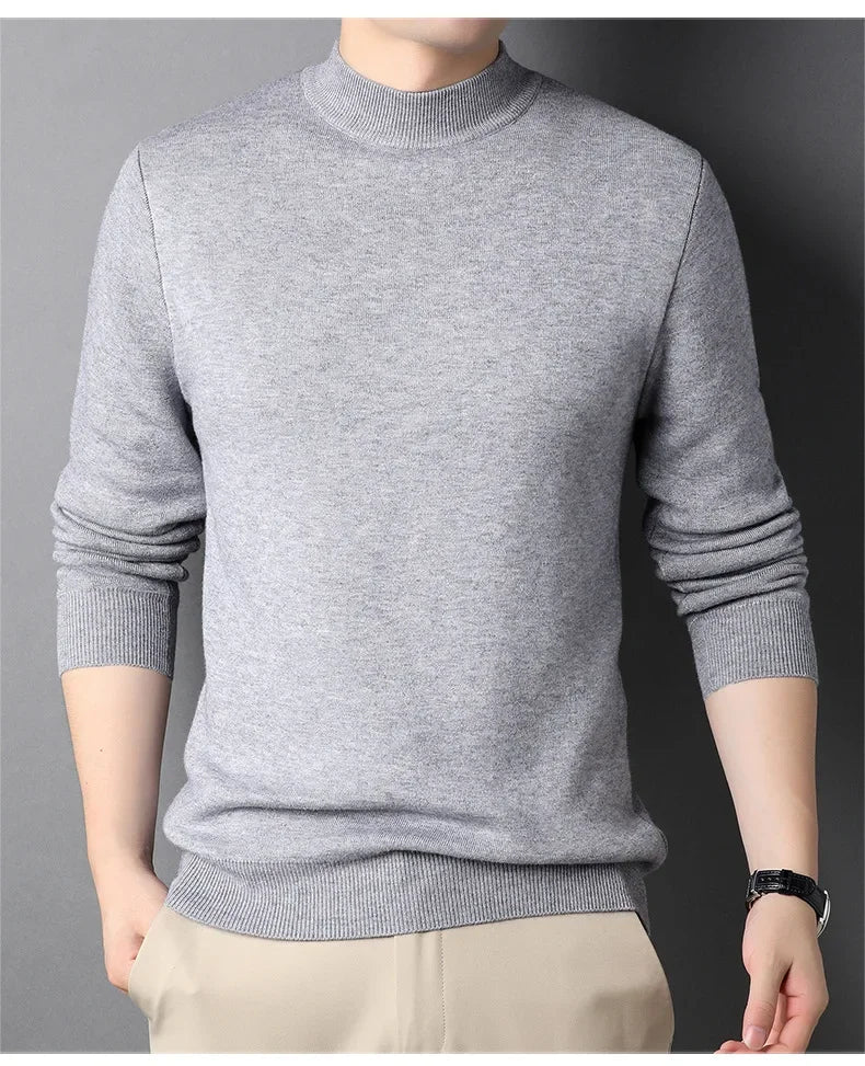 2024 Brand New Men's Cashmere Sweater Half Turtleneck Men Sweaters Knit Pullovers for Male Youth Slim Knitwear Man Sweater