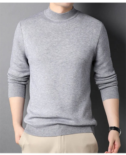 2024 Brand New Men's Cashmere Sweater Half Turtleneck Men Sweaters Knit Pullovers for Male Youth Slim Knitwear Man Sweater