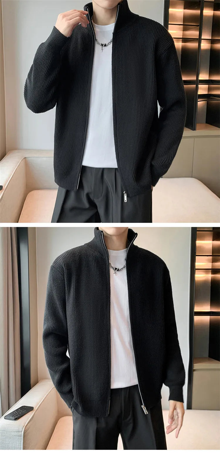 Autumn Turn Down Neck Cardigan Sweater Men Women Streetwear Loose Style Korean Knitwear Jacket Fashion Brand Mens Cardigan Z17