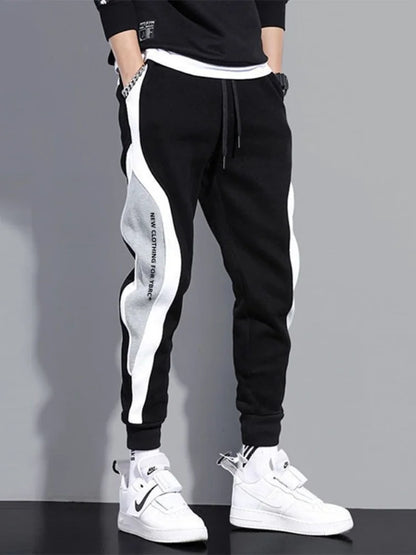 Men's Sports Pants Spring Autumn Male Loose Fitting Leggings Patchwork Running Training Casual Pants Fashion Outfit Trousers