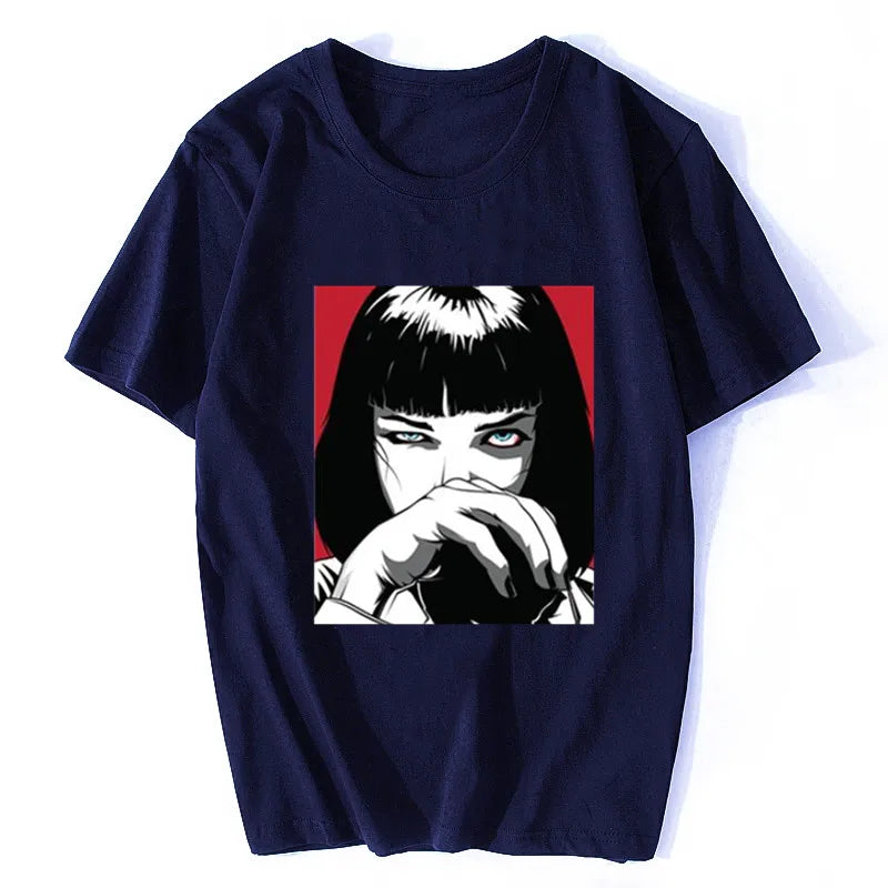 Quentin Tarantino Pulp Fiction Mia Vintage Men/women Fashion Men Cotton Movie 90S T-shirt Streetwear Punk Rock Aesthetic Clothes